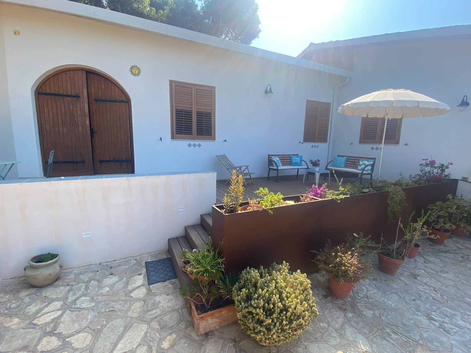 The outdoor courtyard of the villa