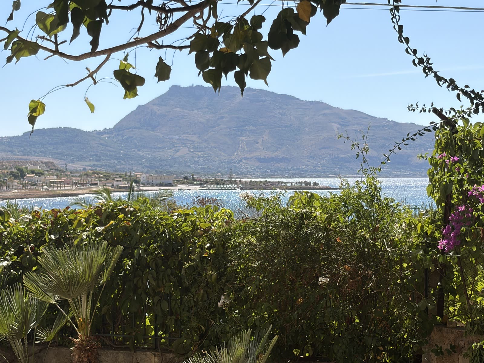 View over the bay of Cornino and Monte Cofano from the villa garden